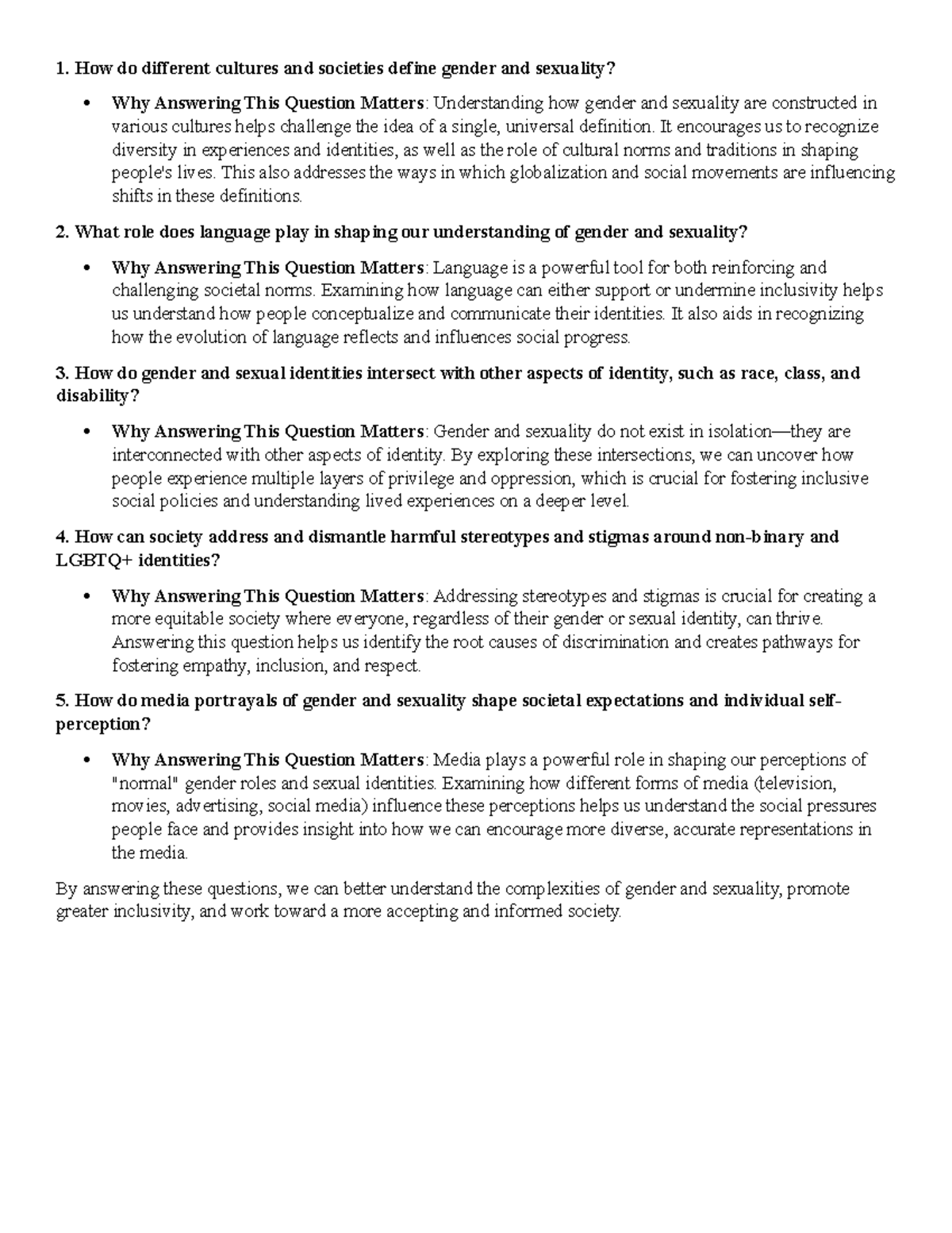 Cultural Perspectives on Gender and Sexuality: Key Insights - Studocu