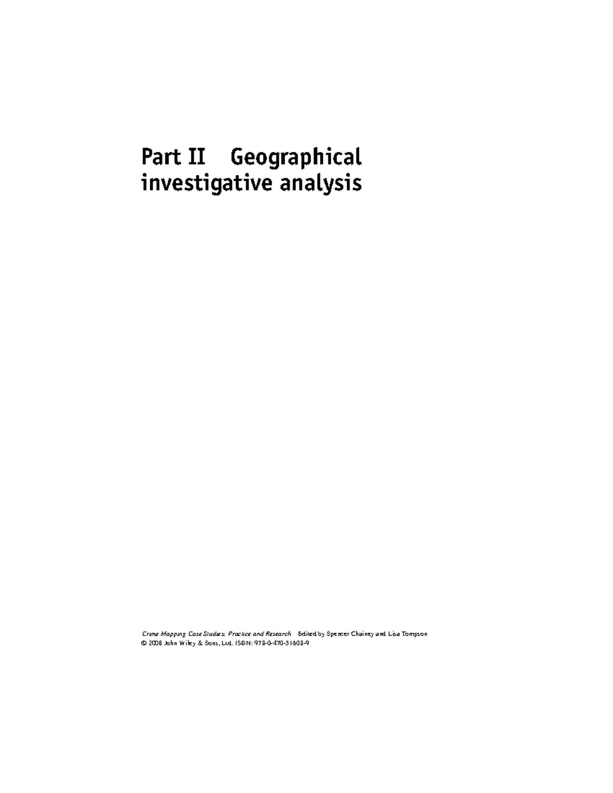 Geographic Profiling Analysis: Principles and Methods in Crime ...