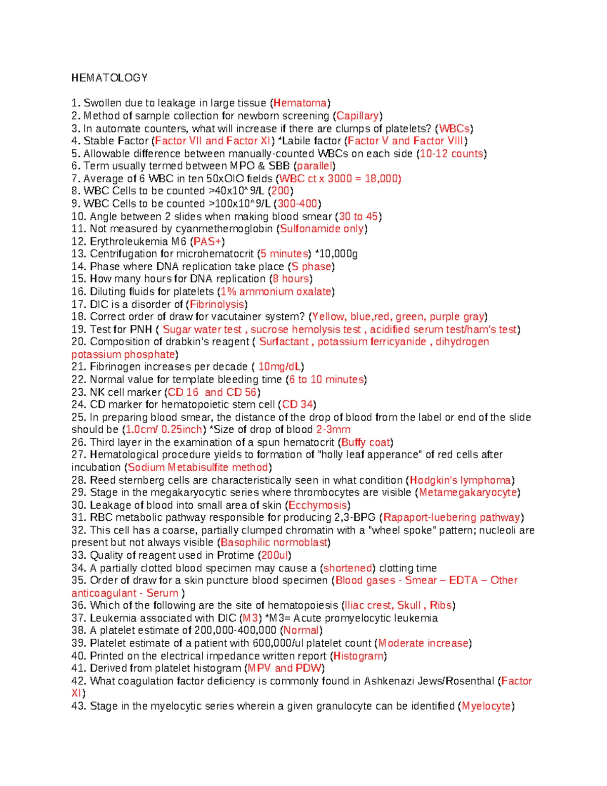 HEM 312 WEEK 8 Lecture - Hemostasis specimen collection and handling (1 ...