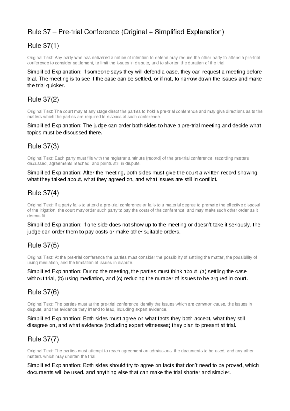 Rule 37 Conference Explained: Simplified Overview of Key Provisions ...