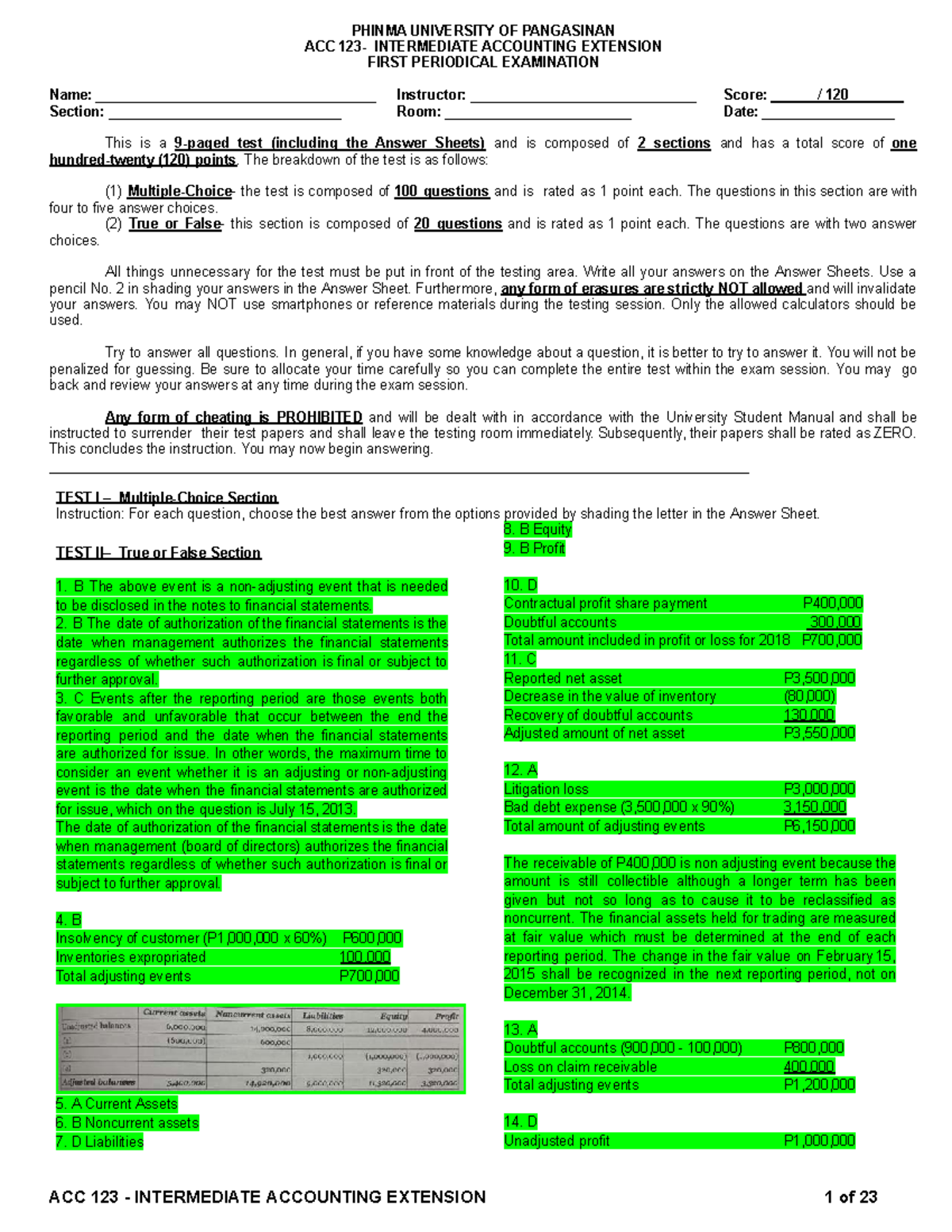ACC 123 INTERMEDIATE ACCOUNTING EXTENSION FIRST PERIODICAL EXAM ANSWERS ...