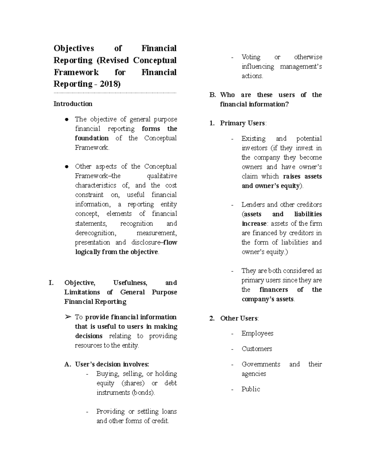 Objectives of Financial Reporting - Objectives of Financial Reporting ...