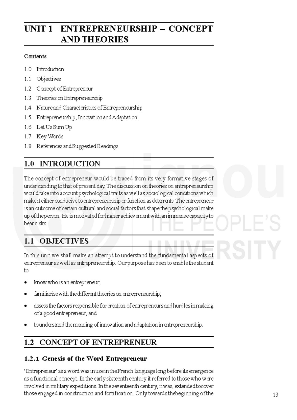 UNIT 1: ENTREPRENEURSHIP CONCEPTS & THEORIES - A COMPREHENSIVE OVERVIEW ...