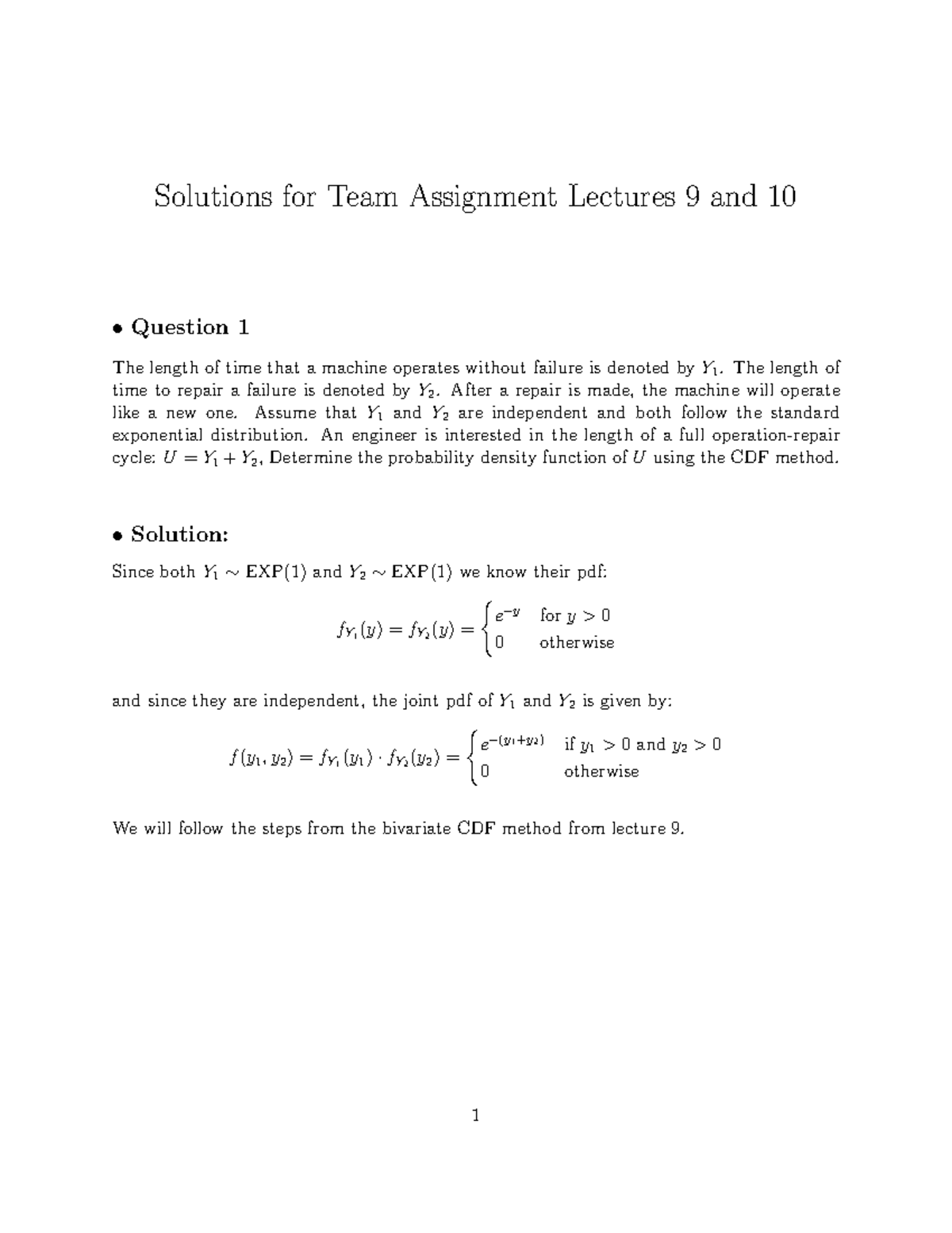 Solutions for Team Assignment: Lectures 9 & 10 Analysis - Studeersnel