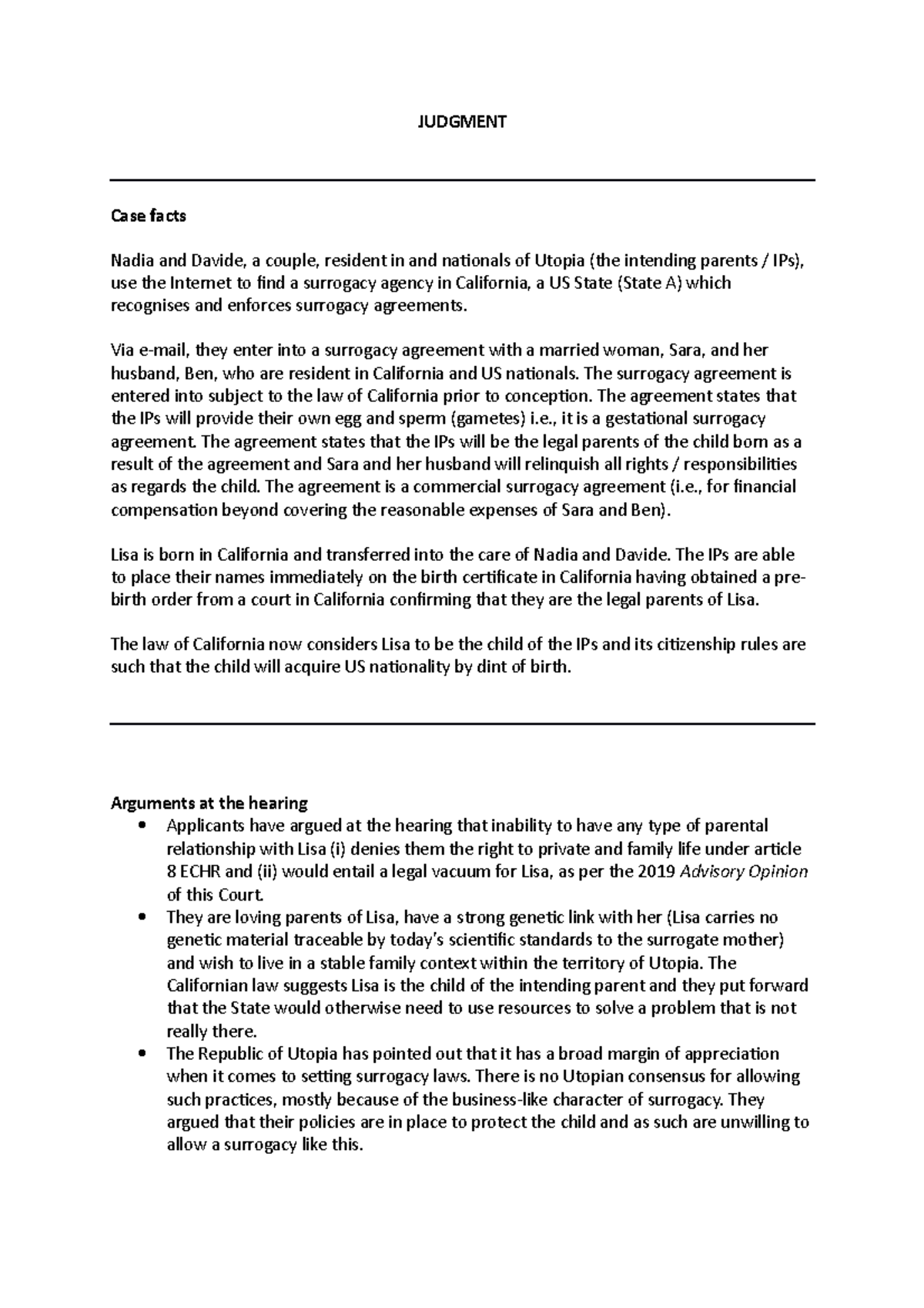 Judgment in Surrogacy Case: Legal Parentage & Article 8 ECHR - Studeersnel