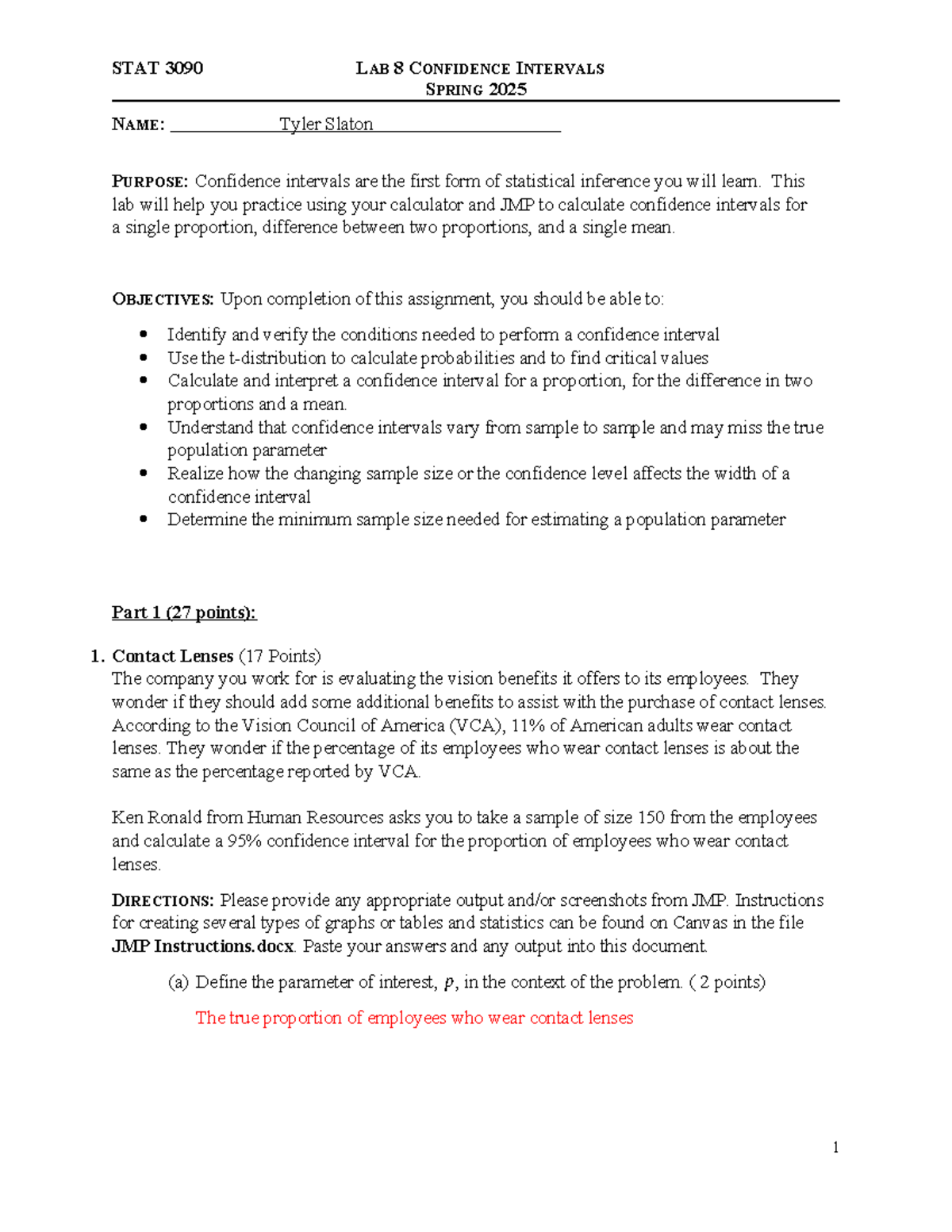 Stat 3090 Lab 8: Confidence intervals and statistical inference ...