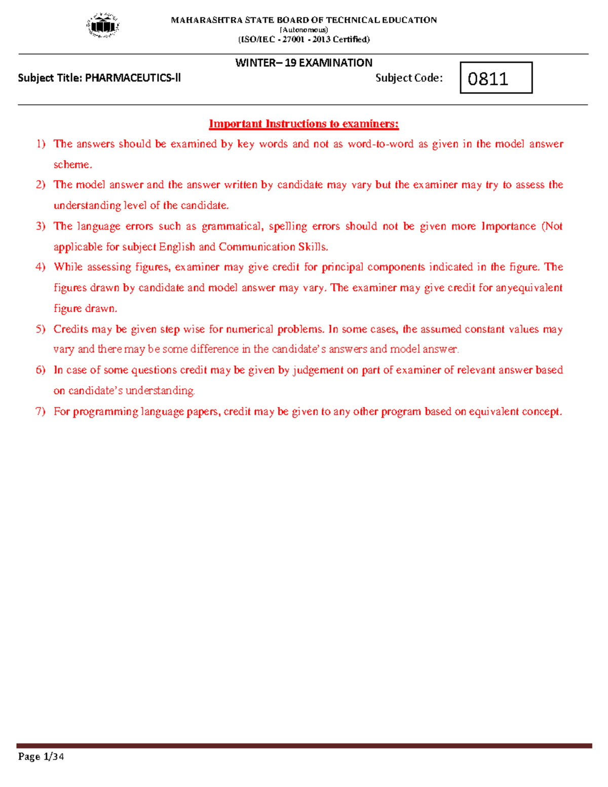 0811 Model Answer Paper Wint huer 2019 - (Autonomous) (ISO/IEC - 27001 ...