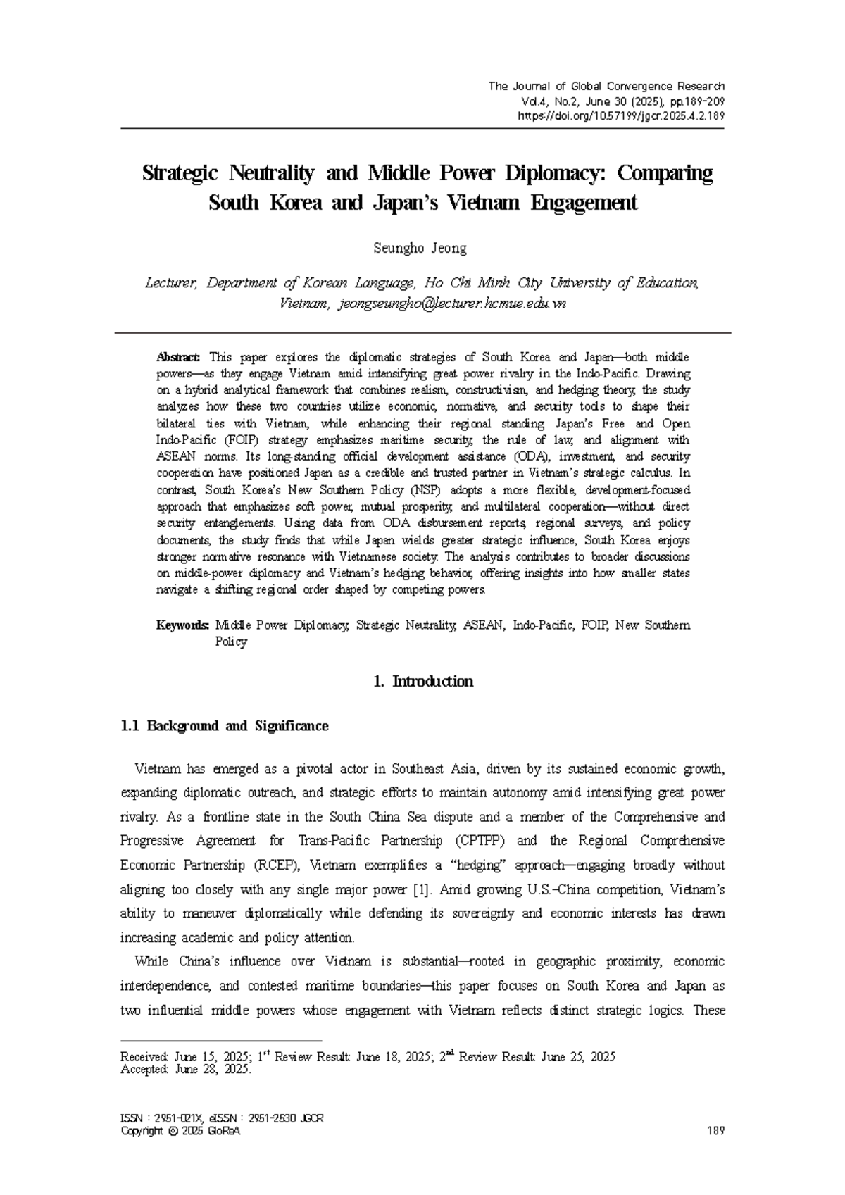 Strategic Neutrality and Middle Power Diplomacy: South Korea & Japan's ...