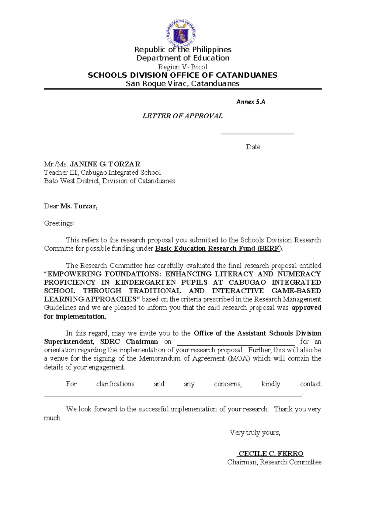 Research-Annexes - this is an example of anex. - Department of ...
