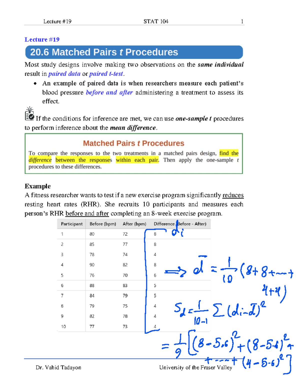 Lecture 19: Comparing Two Population Means in STAT 104 - Lecture # 19 ...