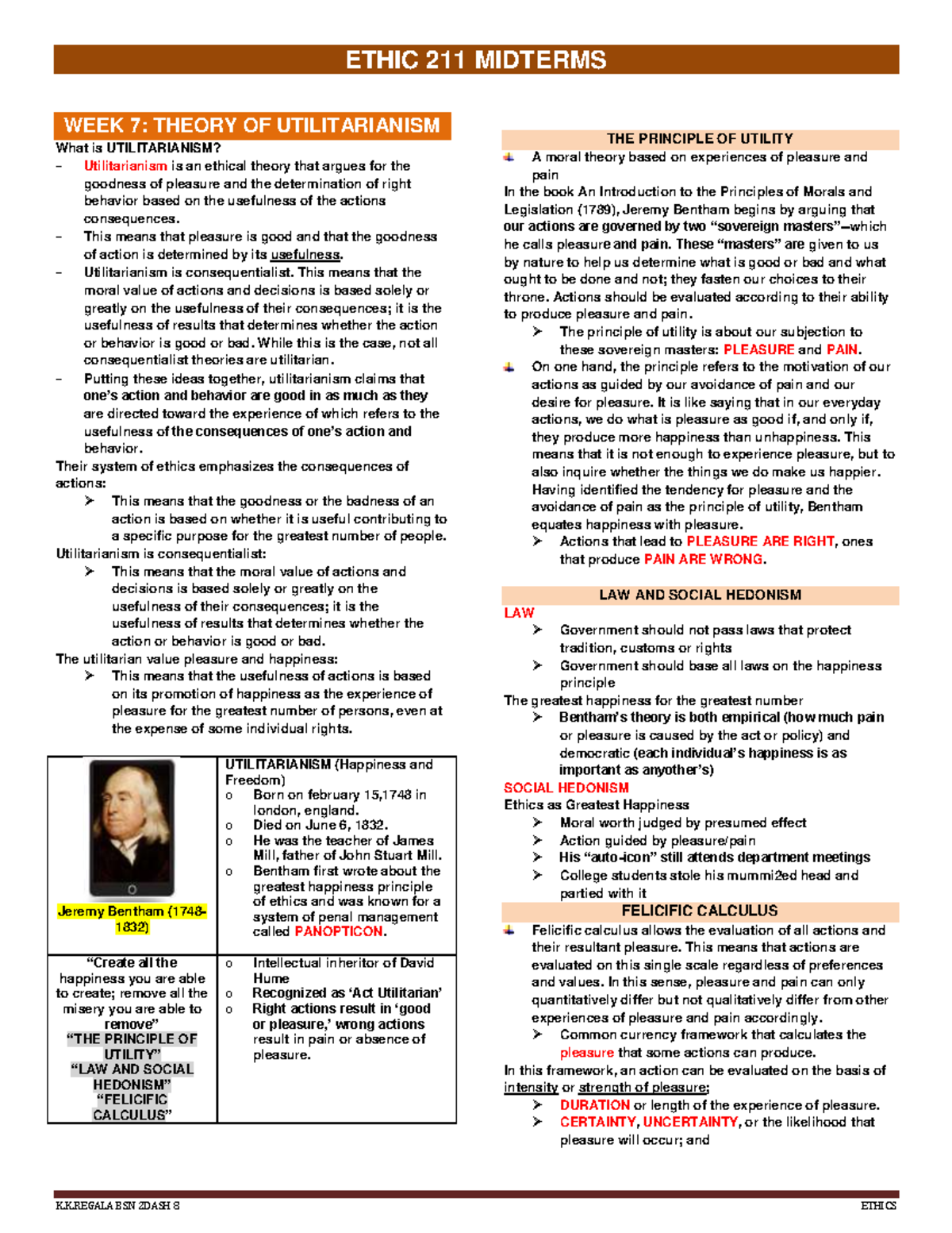 ETHIC 211 MIDTERMS WEEK 7: UTILITARIANISM AND ITS PRINCIPLES - Studocu