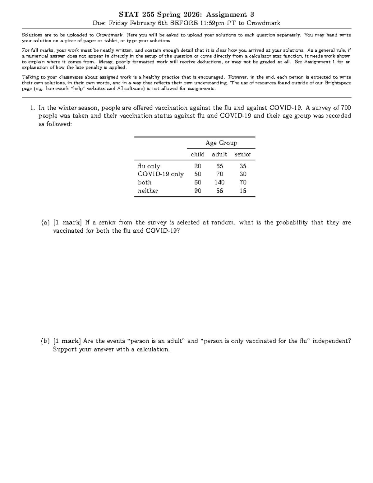 STAT 255 Spring 2026: Assignment 3 Guidelines and Questions - Studocu