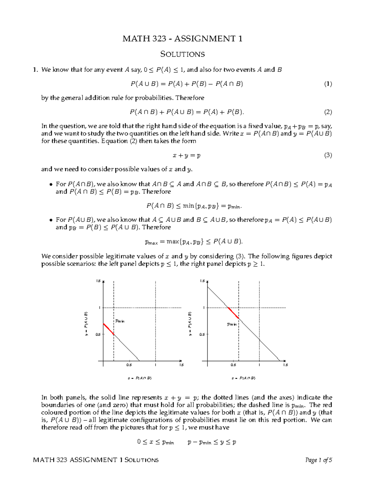 MATH323 Assignment 1 Solutions - Probabilities and Combinatorics - Studocu