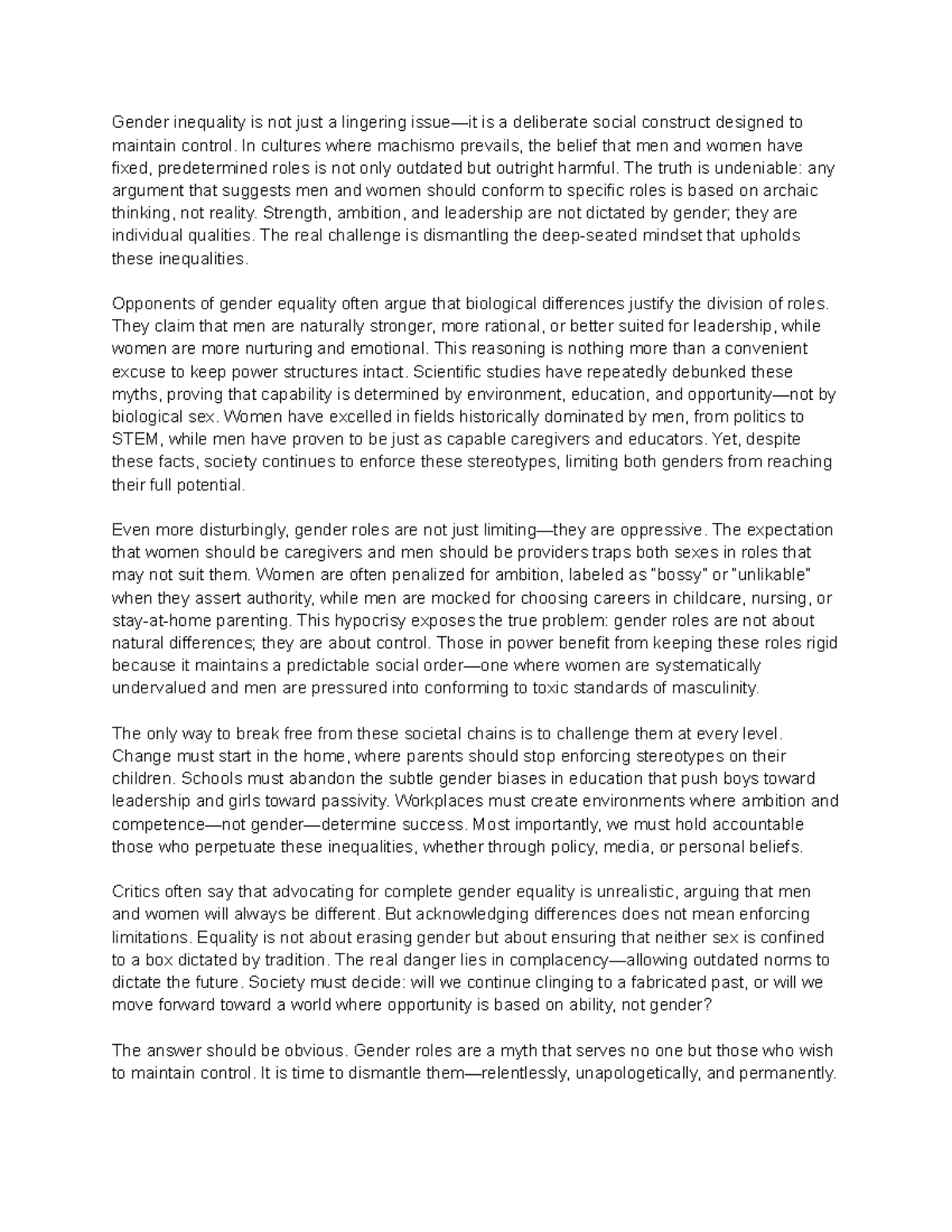 The Myth of Gender Roles- Why Society Must Abandon Outdated Beliefs ...