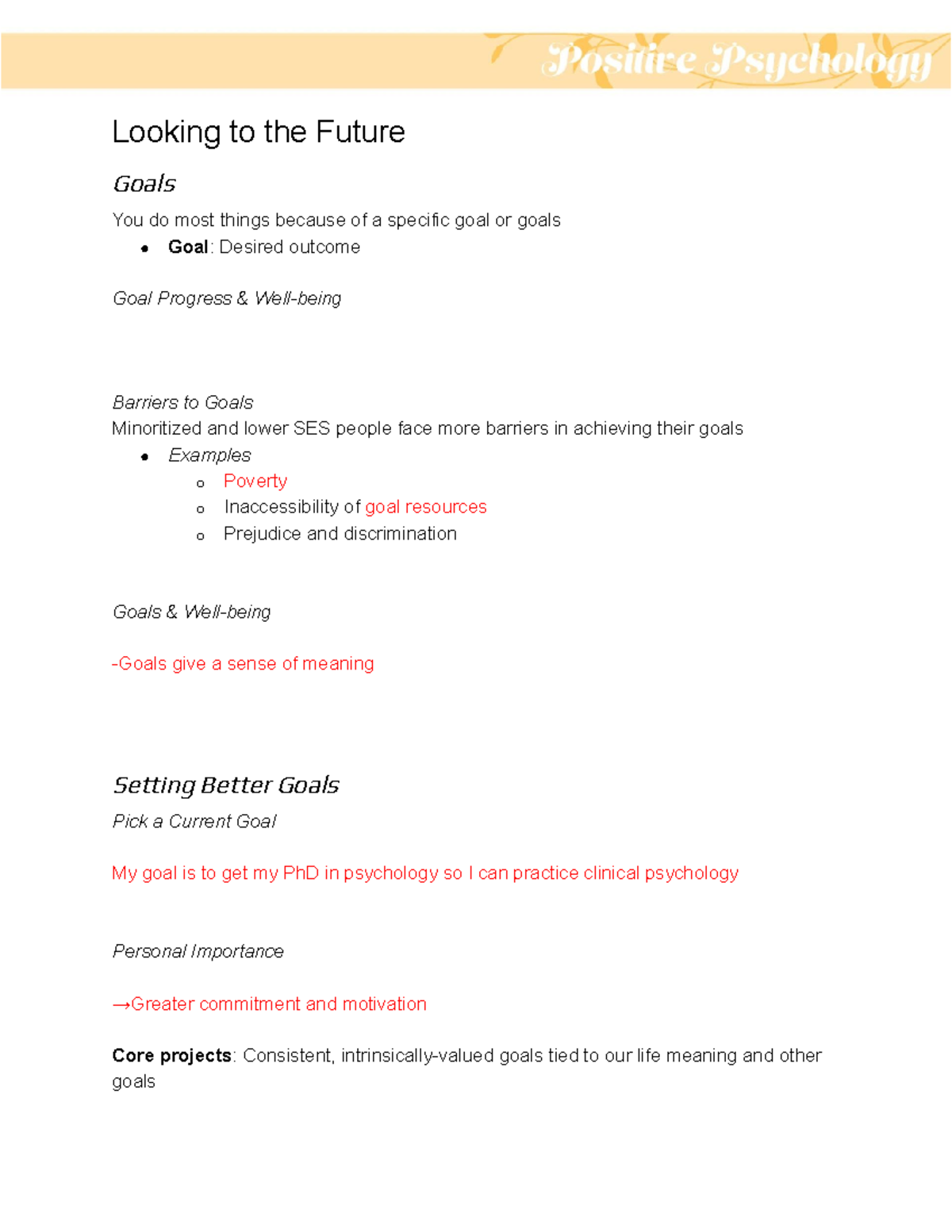 Unit 6 - Looking to the Future: Goals, Optimism, and Well-Being ...
