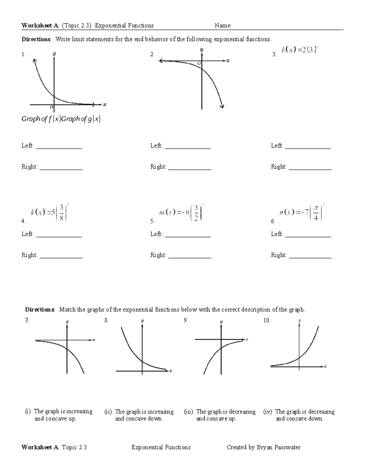 Worksheet A: Topic 2 - Exponential Functions Worksheet B - Studocu