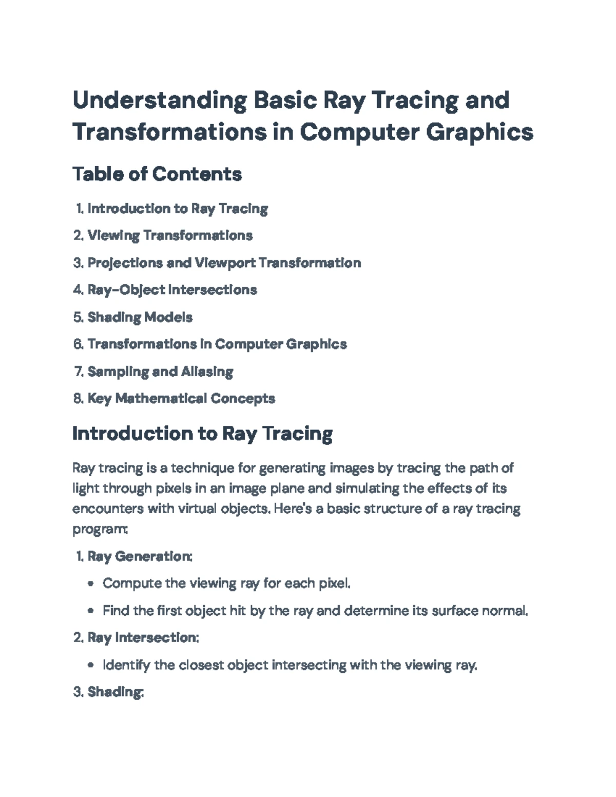 Introduction to Computer Graphics (CS101): Key Techniques & Concepts ...