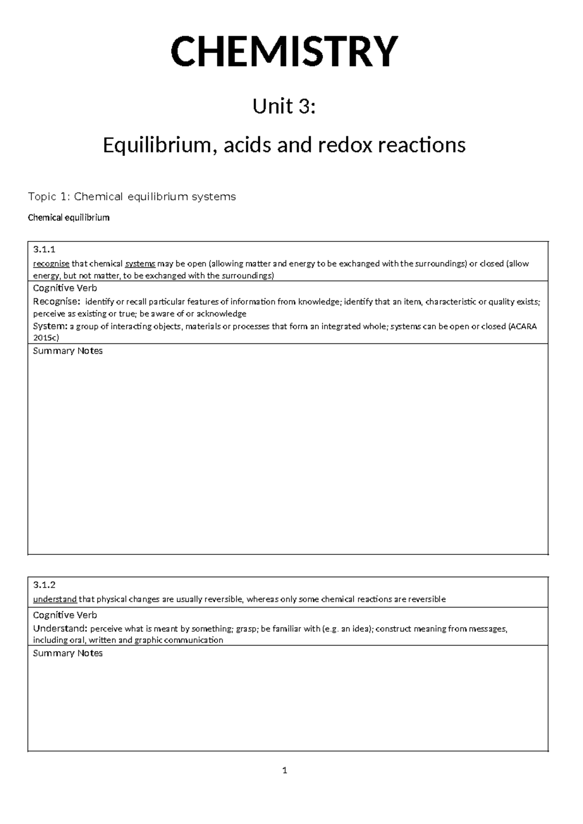 CHEM 101 Final Exam Study Guide: Equilibrium, Acids & Redox Reactions ...