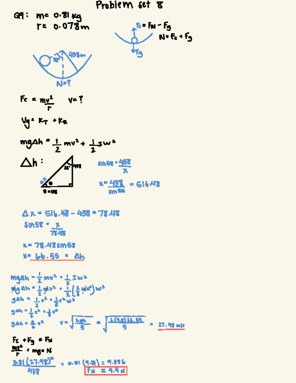 Untitled (Draft) - homework - Problem Set z Q9 : m = 0. 81 kg r = 0 ...