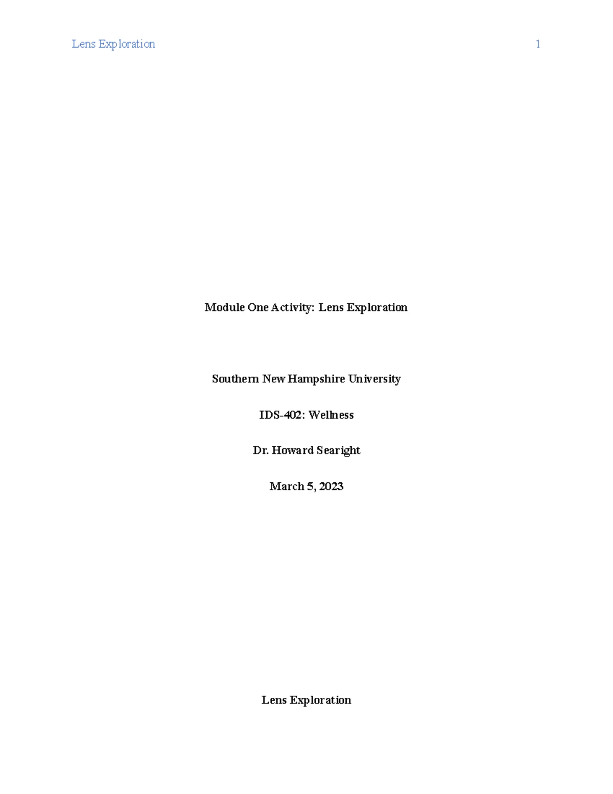 IDS 402: Lens Exploration Activity on Wellness and Gratitude - Studocu