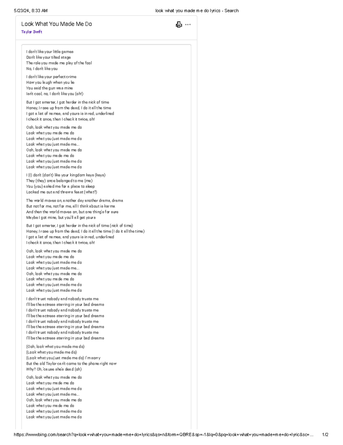 what u made me do lyrics