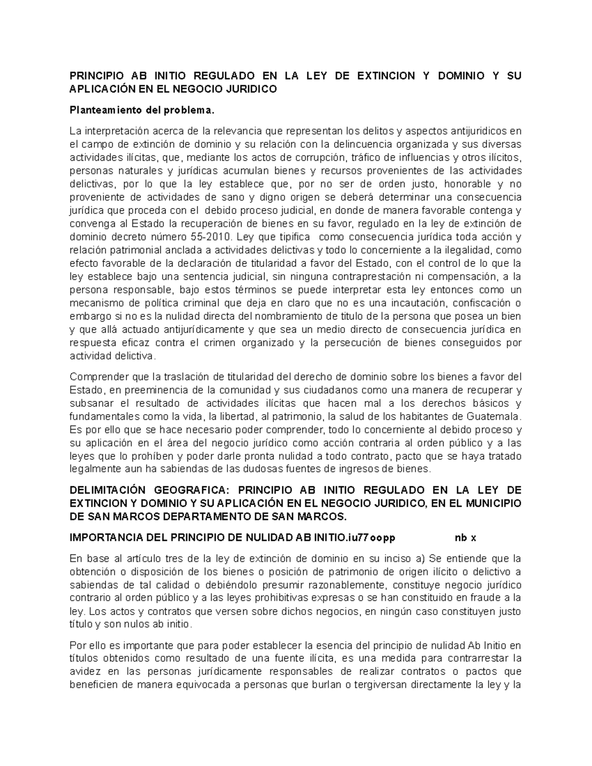Análisis del Principio Ab Initio en la Ley de Extinción de Dominio ...