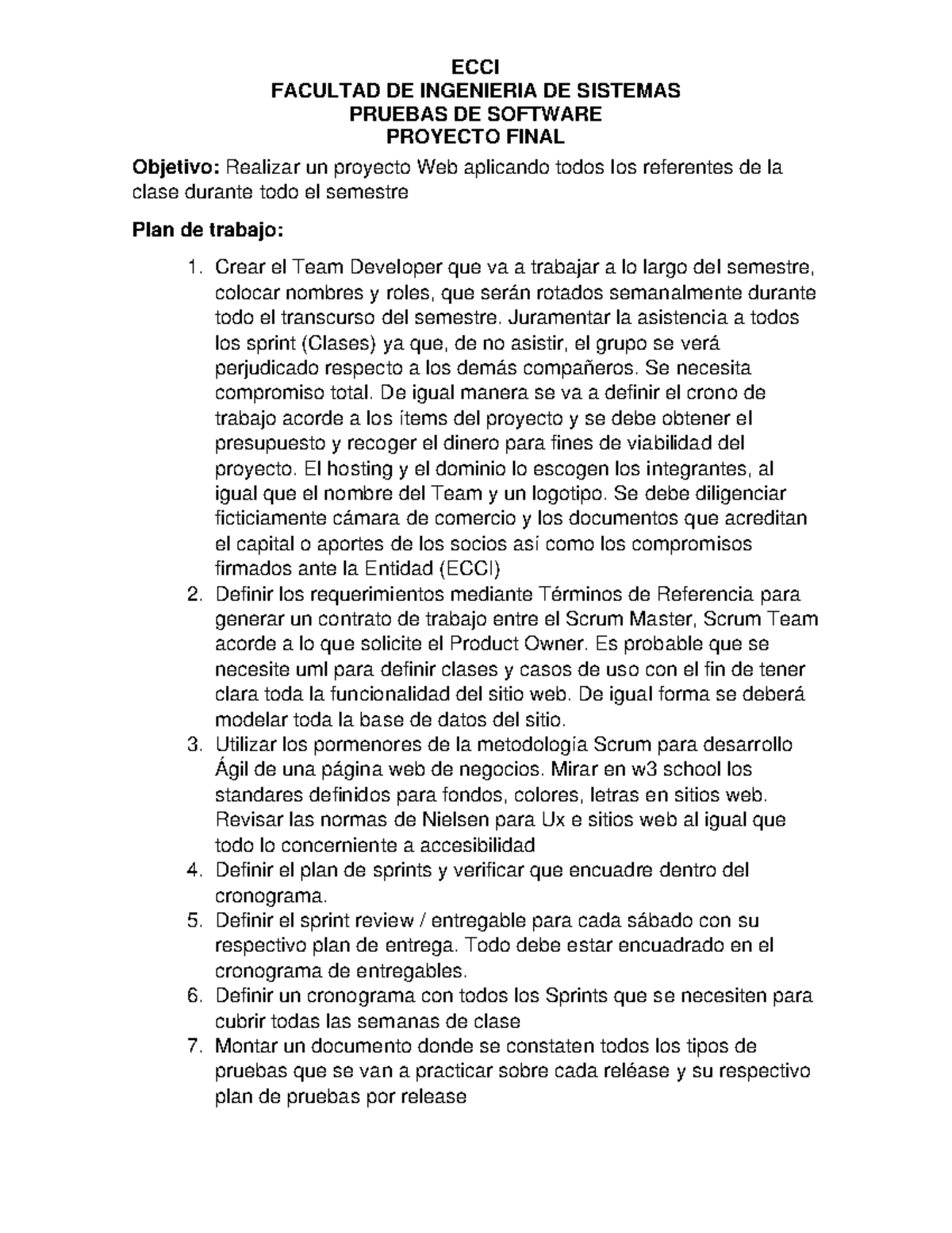 Proyecto Final - Desarrollo Web y Pruebas de Software ECCI - Studocu