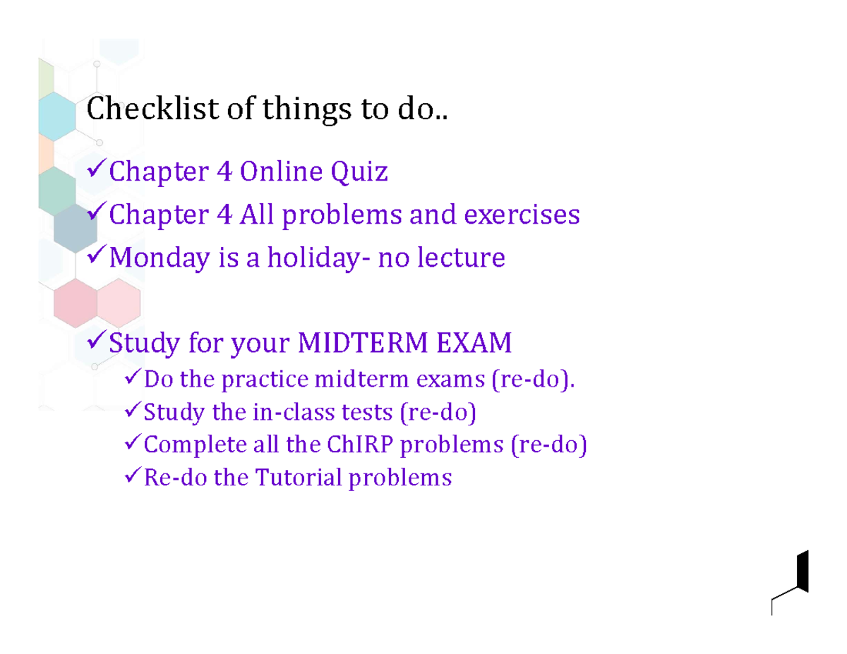 Lecture+11 Slides - inorganic chemistry11 - Checklist of things to do ...