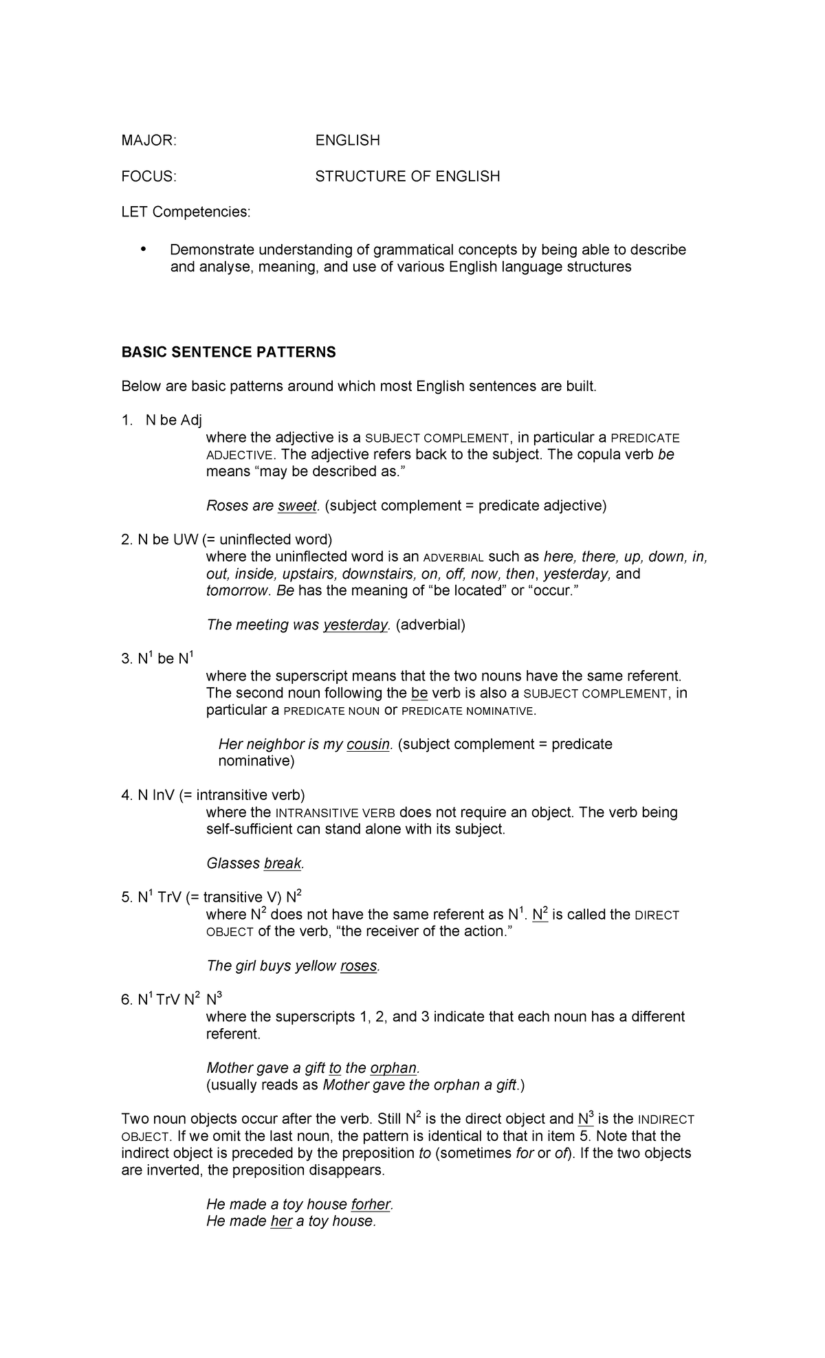 Understanding the Structure of English for LET Exam Preparation - Studocu