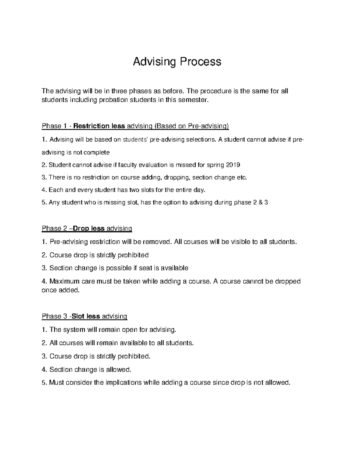 Advising process overview for students in spring 2019 - Studocu