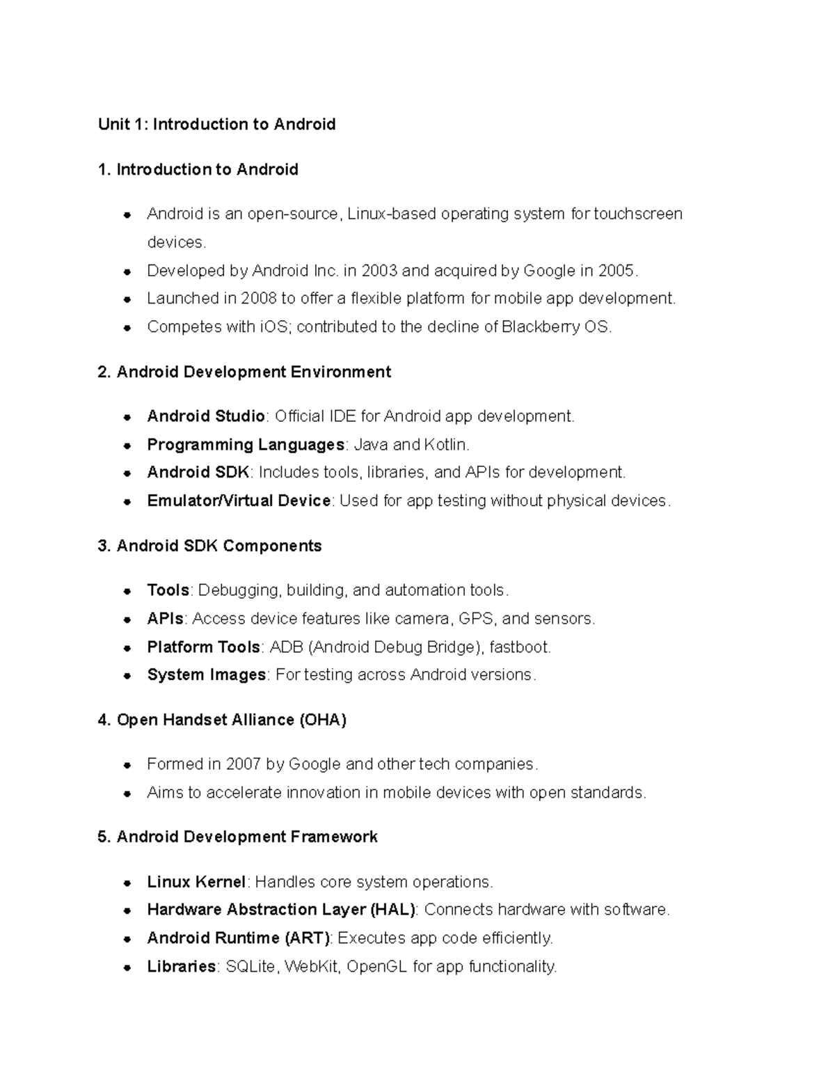 MAD - Jui - Unit 1 & 2: Introduction to Android Fundamentals - Studocu