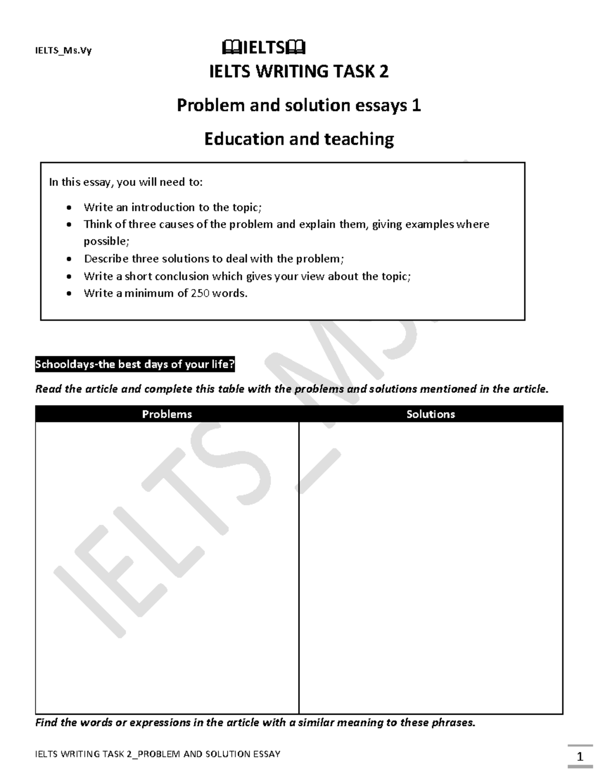 IELTS Writing Task 2: Cause and Solution Essay Guide - Studocu
