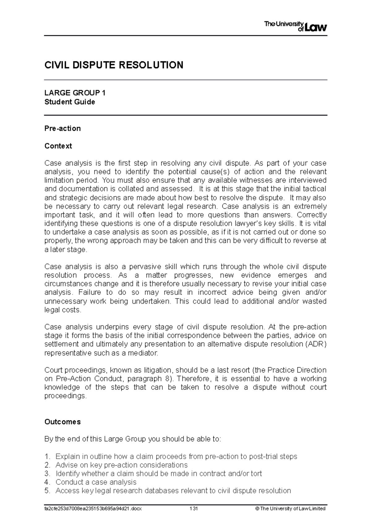 Unit 1 LG Case Analysis - Essential Guide to Civil Dispute Resolution ...
