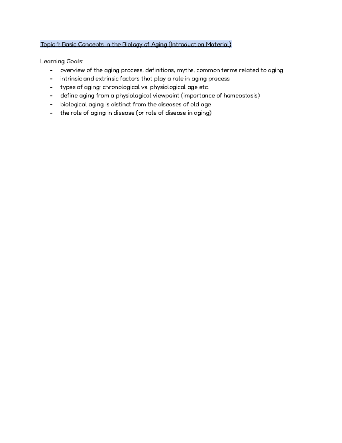 Biology of Aging: Key Concepts & Gerontology Overview (Course Code ...
