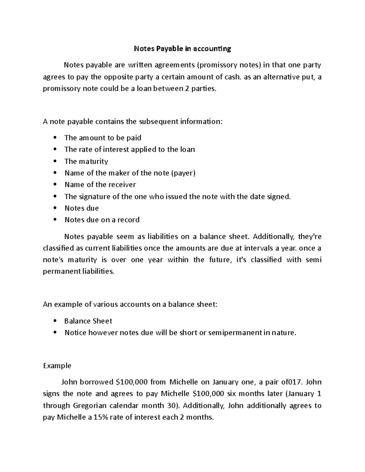 Notes Payable in accounting - Notes Payable in accounting Notes payable ...
