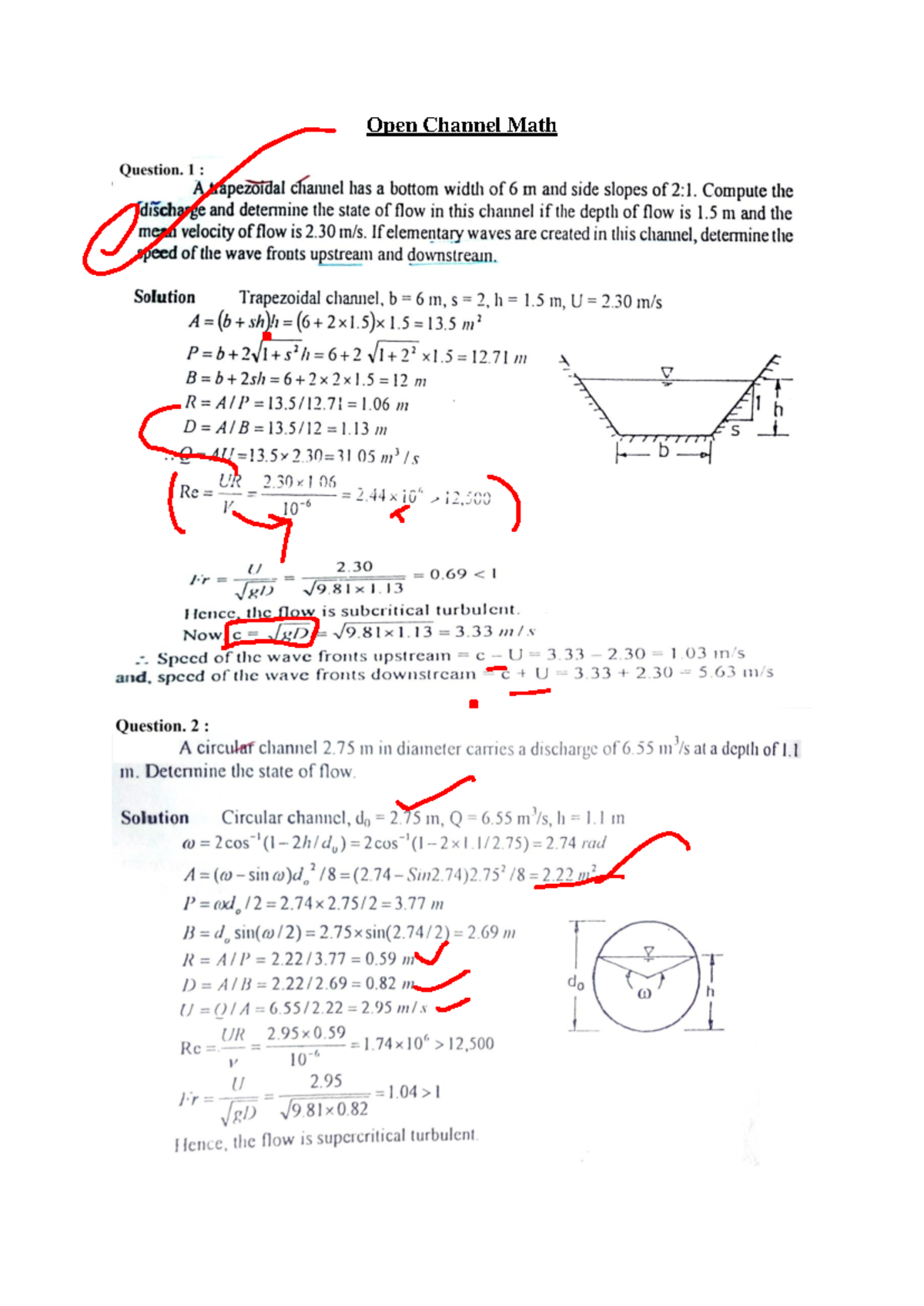 Open Channel Math Questions and Solutions (Hydrology) - Studocu