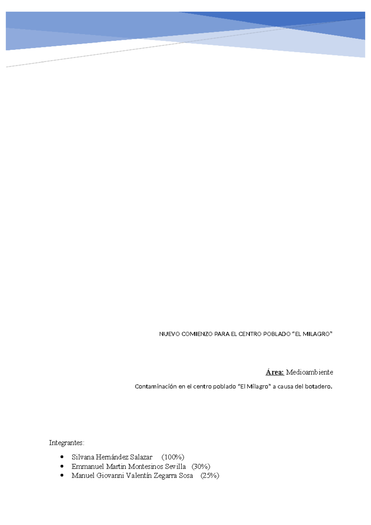 Mejoramiento Ambiental del Centro Poblado "El Milagro" en La Libertad - Document Preview