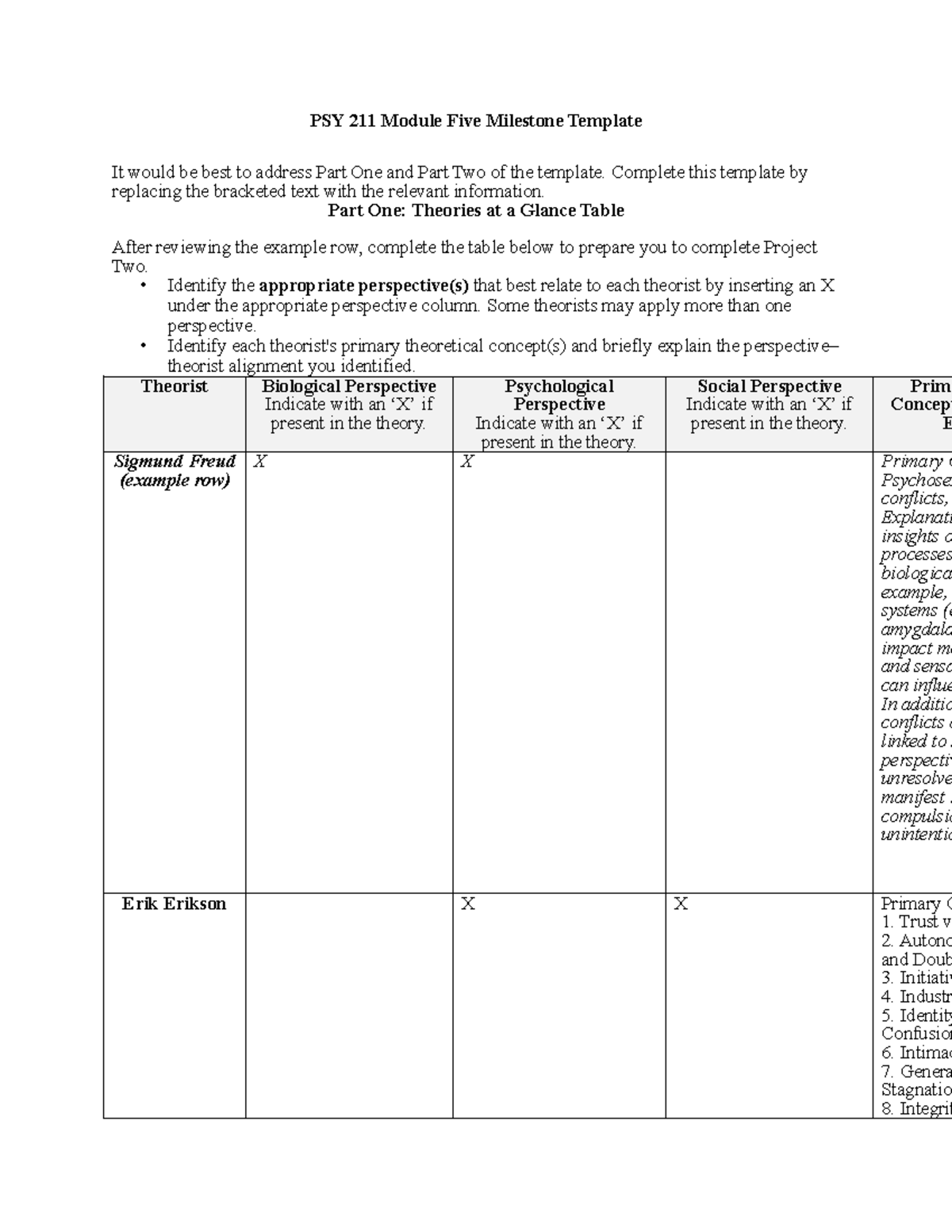 PSY 211 Module Five Milestone Template Analysis and Completion Guide ...