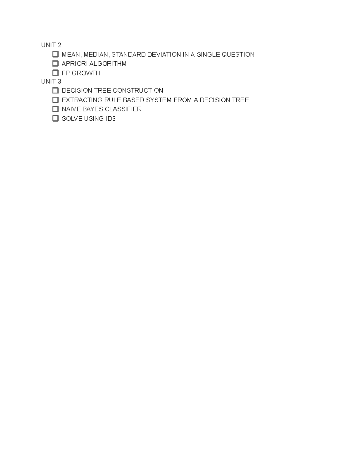 CLAT2 DMA QB UNIT2 - Summary Data Mining And Analytics - UNIT 2 MEAN ...