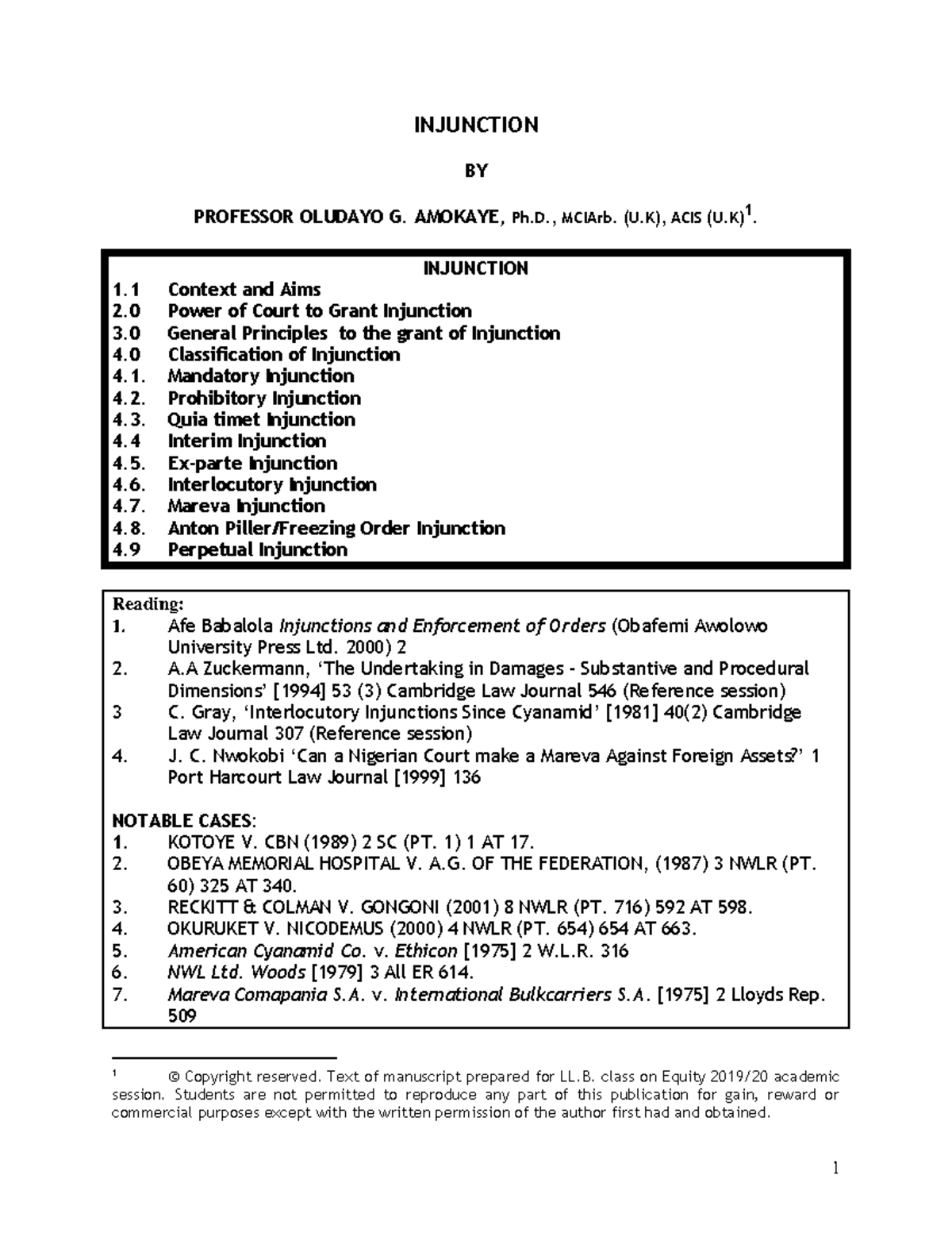 LL.B Equity: Comprehensive Guide on Injunctions and Court Powers - Studocu