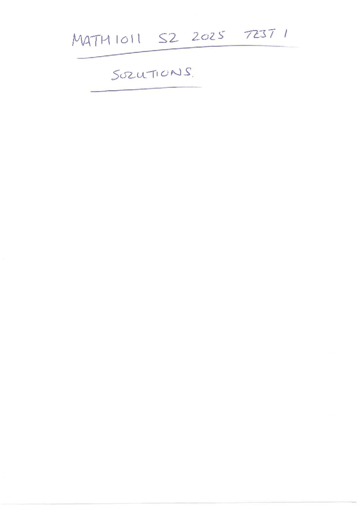 MATH 1011 S2 2025 TEST 1 SOLUTIONS AND EXPLANATIONS - Studocu