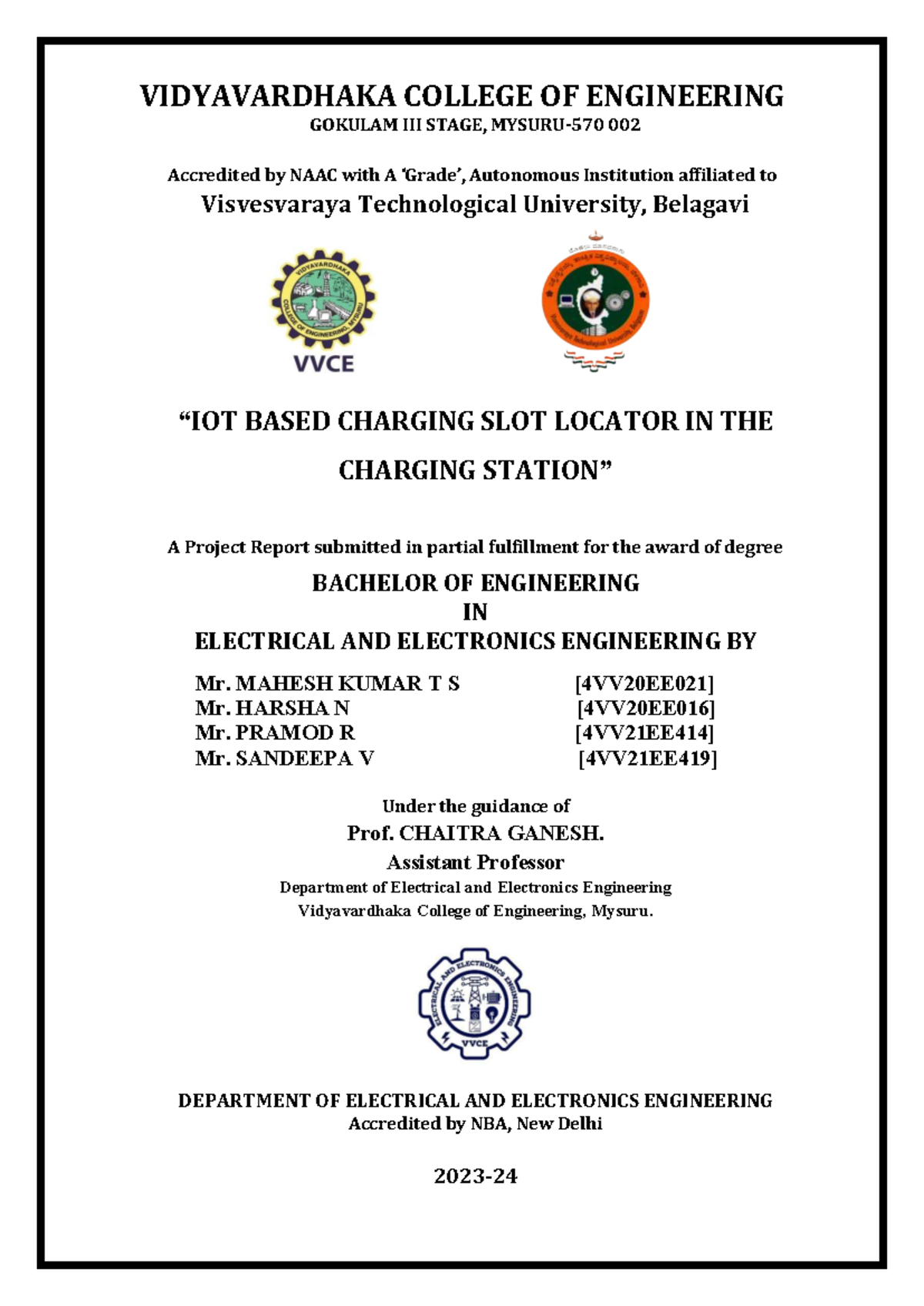 IoT Project Report: Charging Slot Locator for EVs - BE in EEE - Studocu