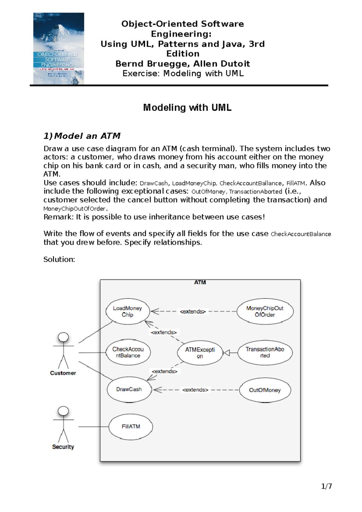 ATM01 - UML Modeling Exam Questions and Solutions - Studocu