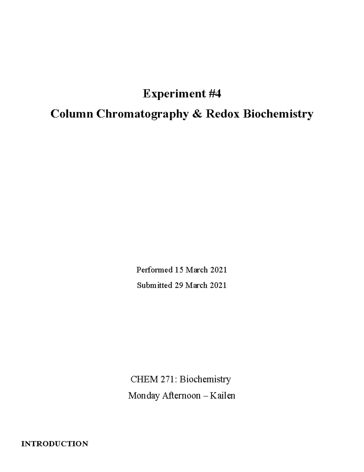 CHEM 271 Lab Report #2 - Experiment Buffers &
