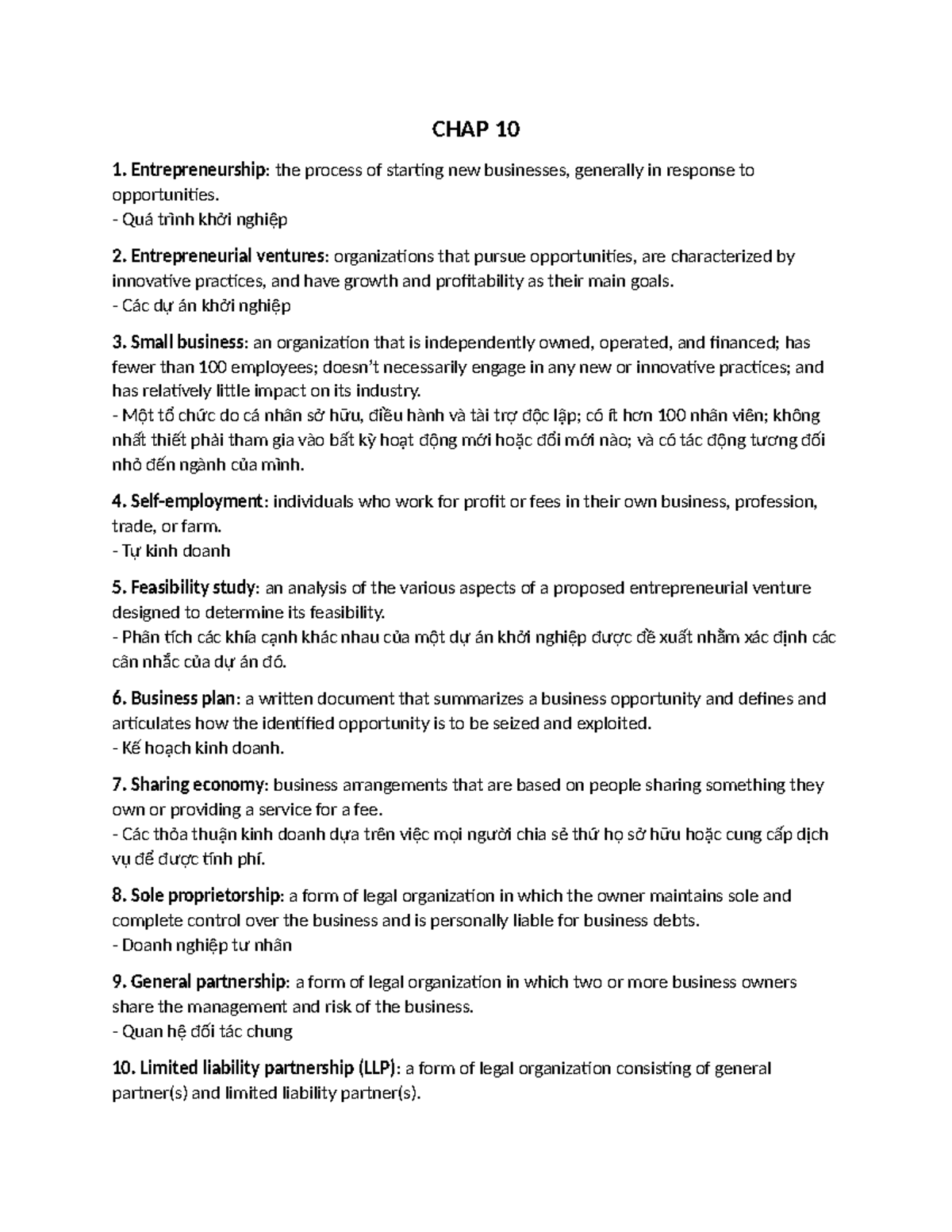 CHAP 10 - Key Terms in Entrepreneurship for Principles of Management ...