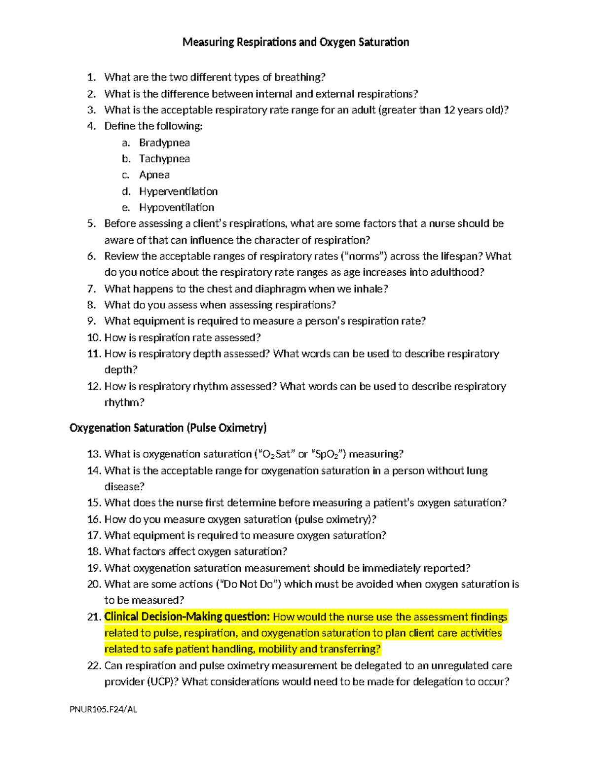 Respiration & Oxygen Saturation Assessment: Key Concepts & Guidelines ...