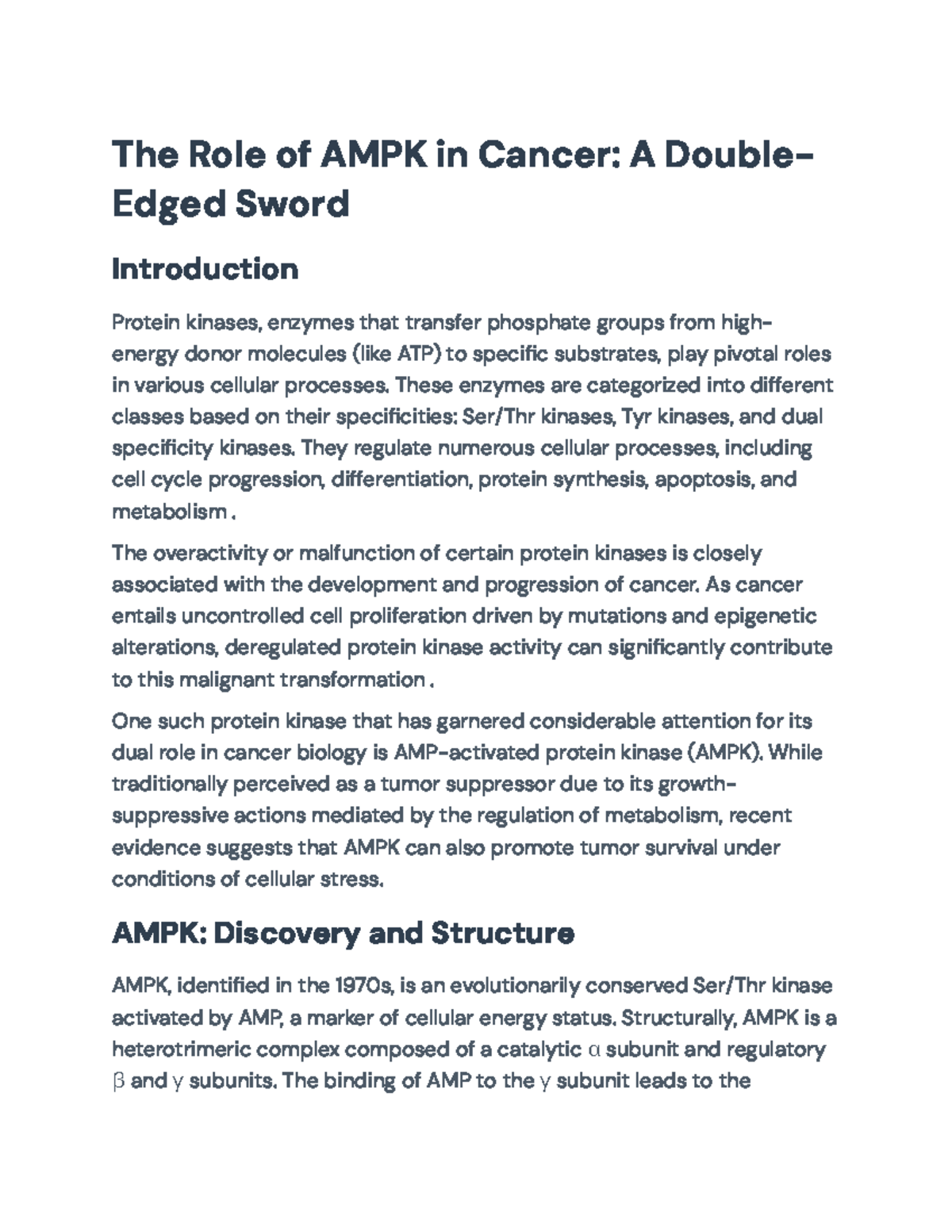 The Dual Role of AMPK in Cancer: Tumor Suppressor or Promoter? - The ...