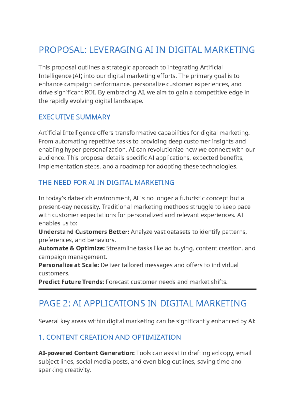 AI in Digital Marketing Proposal: Leveraging AI for Enhanced Campaigns ...