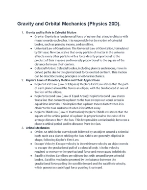 Orbital Mechanics - Study Notes & Assignments - Studocu
