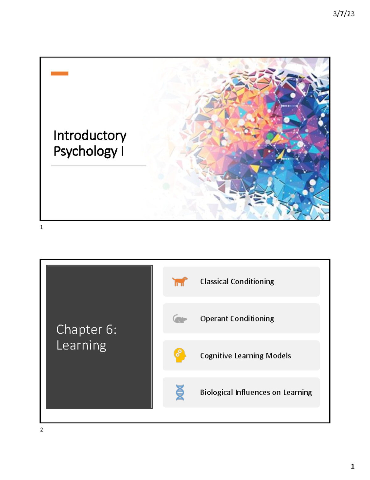 Introductory Psychology I: Chapter 6 - Learning & Conditioning Notes ...